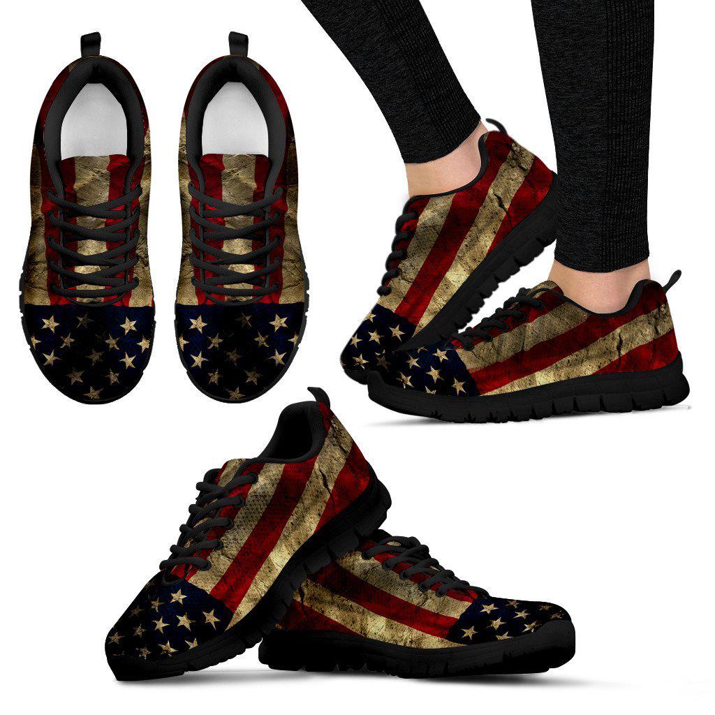 Aged Flag Black Boarder Women's Sneakers
