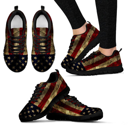 Aged Flag Black Boarder Women's Sneakers