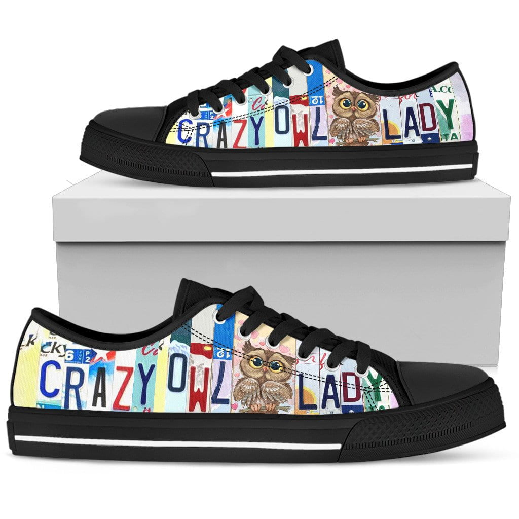 Crazy Owl Lady Low Top Womens Tennis Shoes