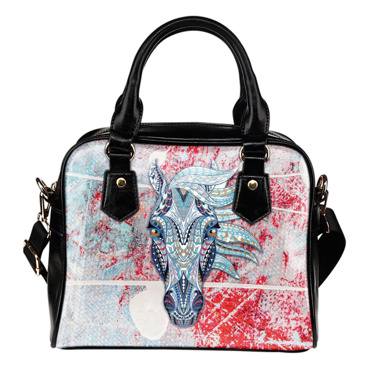Blue Horse Shoulder Handbag