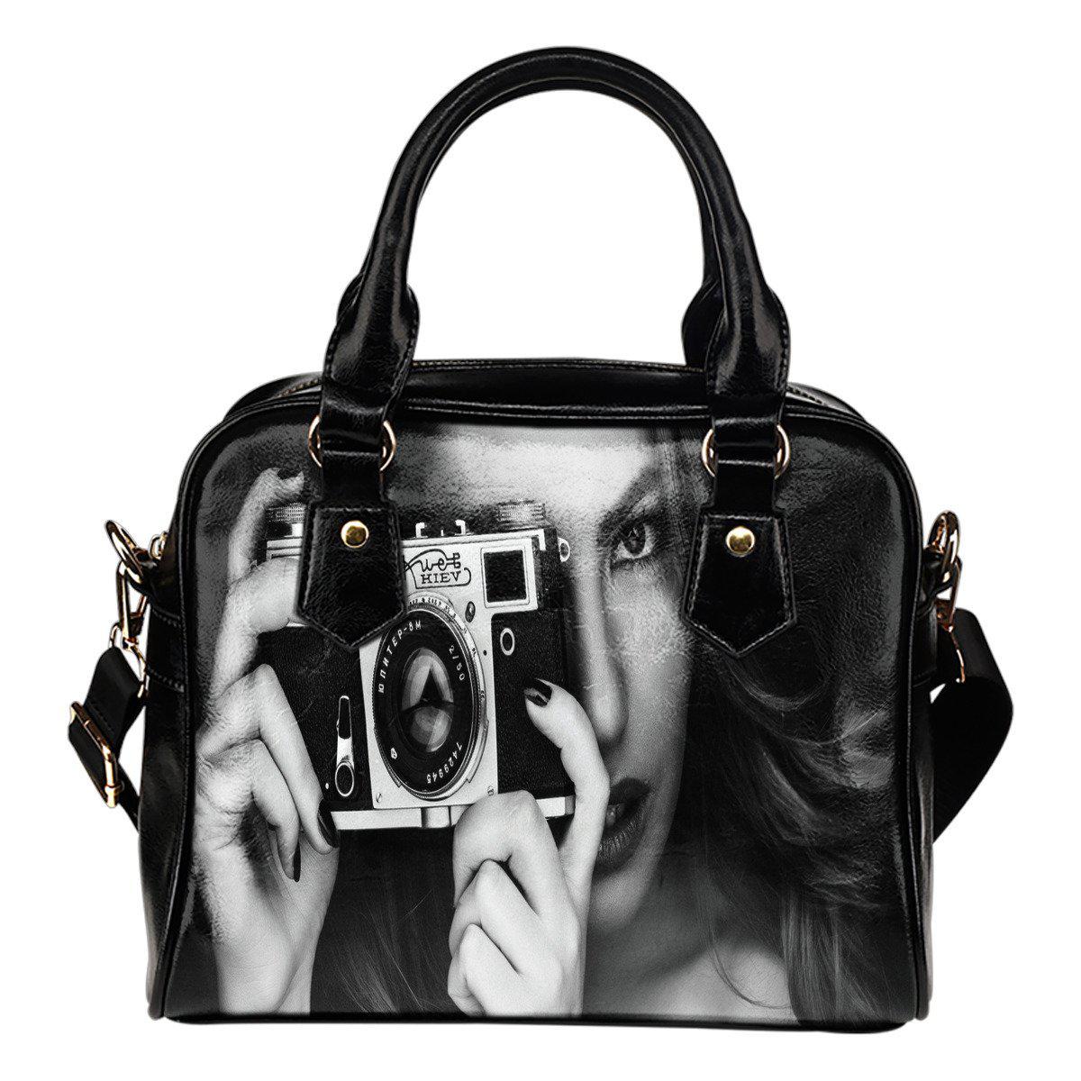 Black & White Photographer Ladies Leather Shoulder Handbag