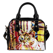Yellow Red Cat Shoulder Handbag