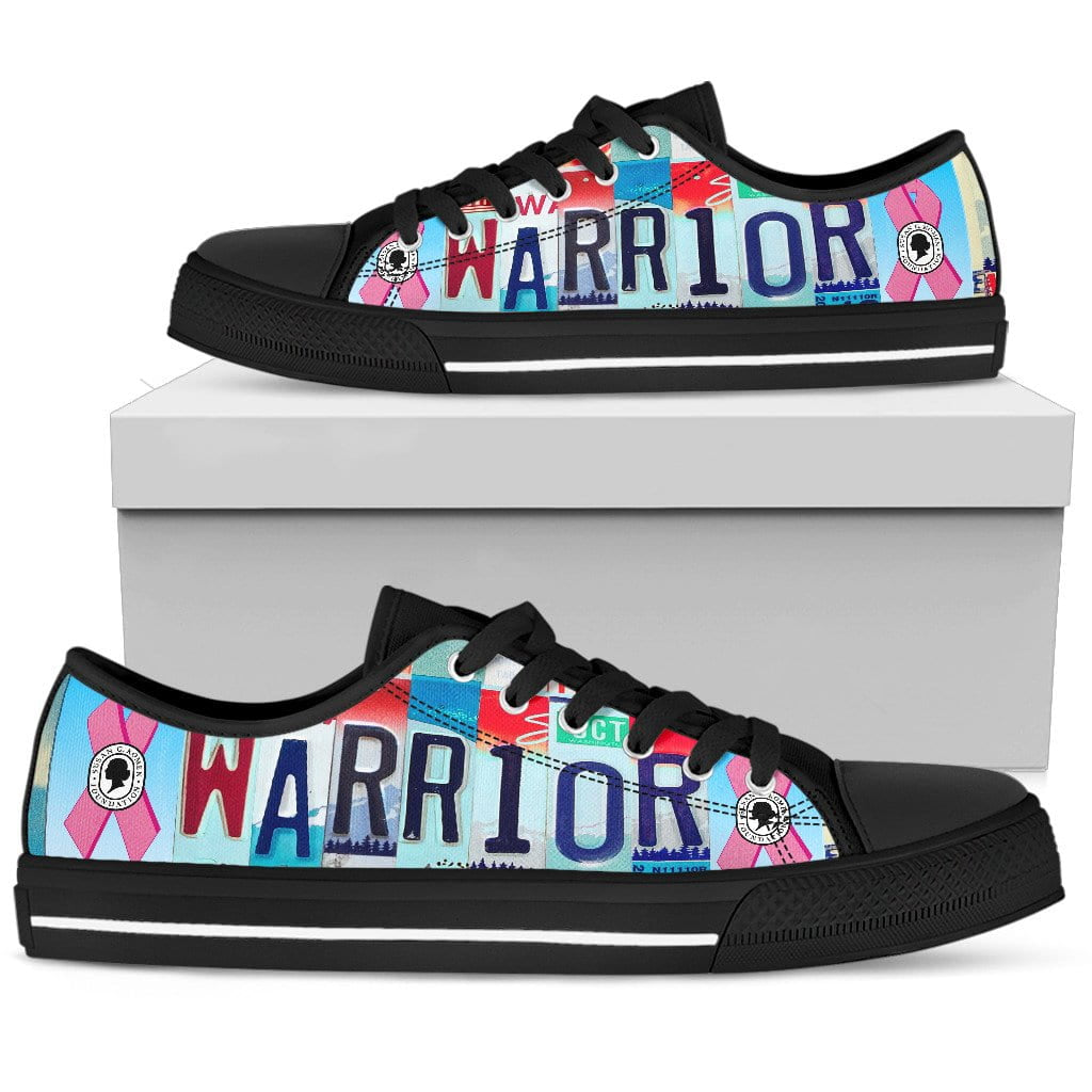 Breast Cancer Warrior Low Top Womens Tennis Shoes Black