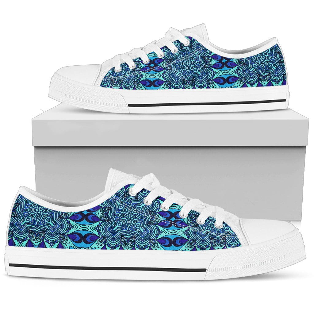 Blue Kaleidoscope Womens Low Top Tennis White