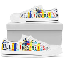 Blue Lives Matter Low Top Womens Tennis Shoes White