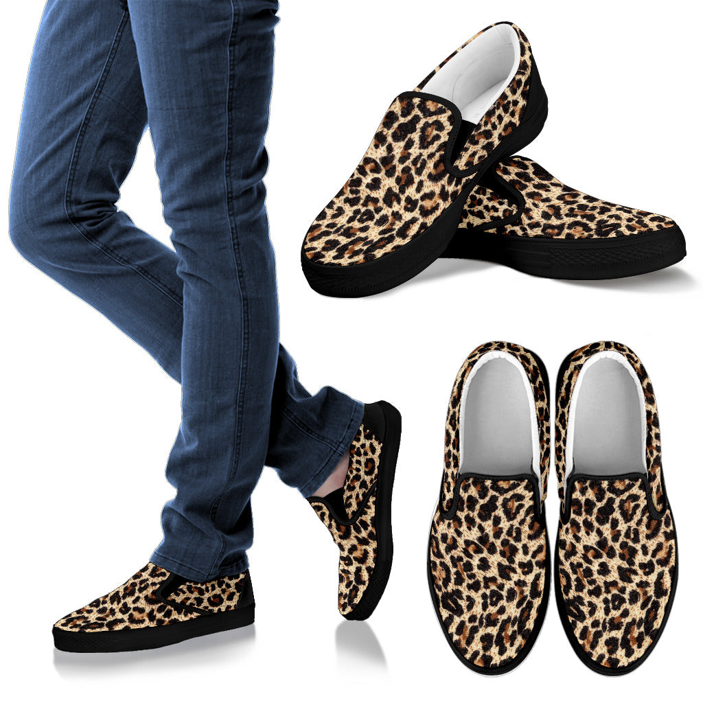 Leopard Men's Slip Ons Black Shoes