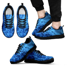 Blue Flames Black Border Men's Sneakers