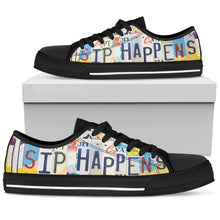 Sip Happens Wine Low Top Womens Tennis Shoes Black