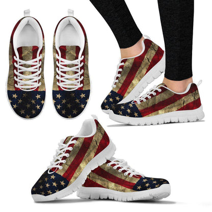 Aged Flag White Border Women's Sneakers