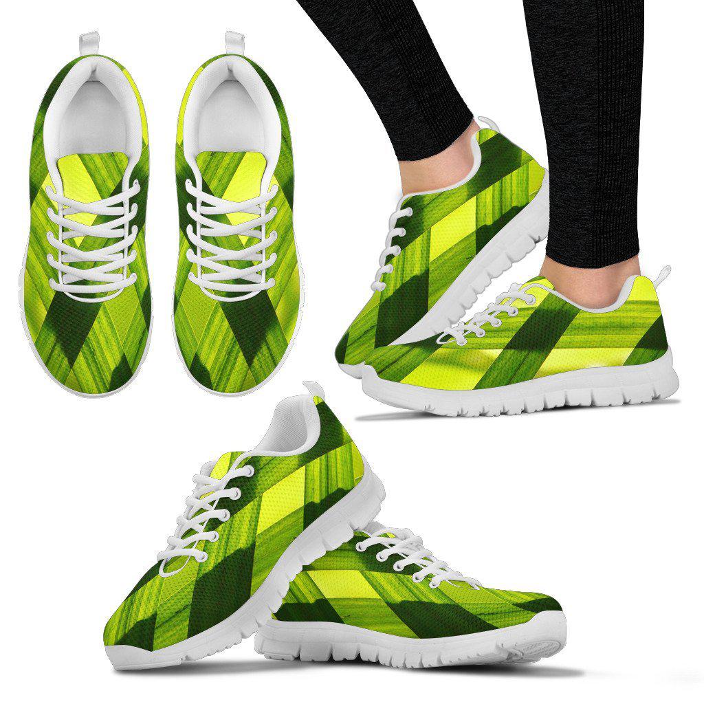 Grass Blades White Border Women's Sneakers