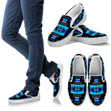 Seven Tribes Black and Blue Sopo Mens Slip ons White Sole Shoes