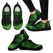 Green Abstract Design Womens Sneakers White or Black