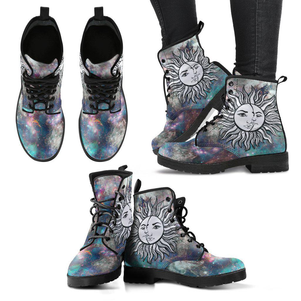 Galaxy Sun Moon Women's Leather Boots