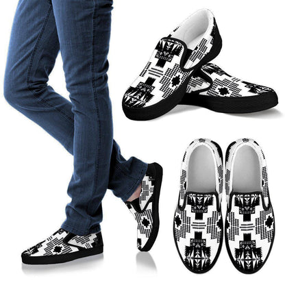 Seven Tribes White and Black Sopo Womens Slip Ons Black Sole Shoes