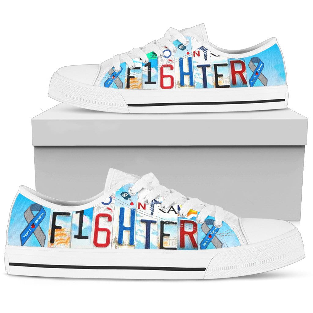 Diabetes Fighter In Low Top Womens Tennis Shoes