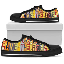 Save The Bees Low Top Mens Tennis Shoes Black
