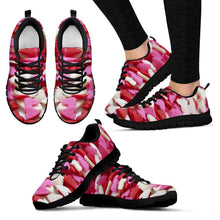Pink Red Hearts Black Border Women's Sneakers