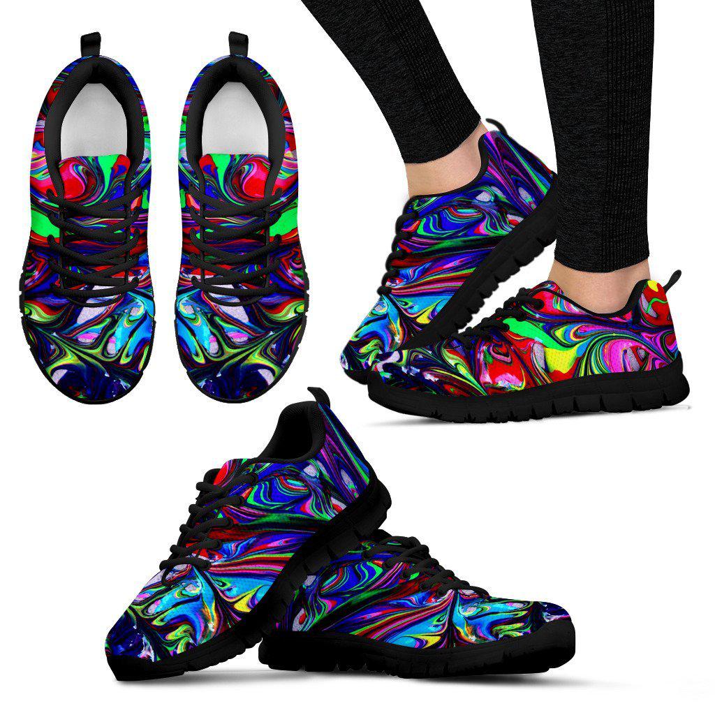 Vibrant Paint Black Border Woman's Sneakers