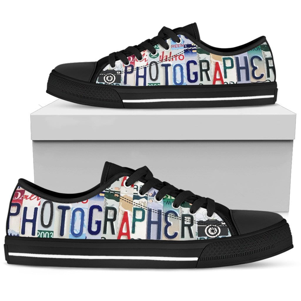 Photographer Low Top Mens Tennis Shoes Black