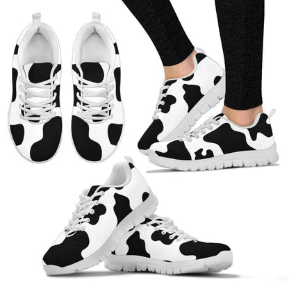 Holstein Cow Pattern Print Womens Sneakers White or Black