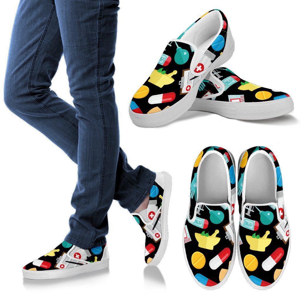 Pharmacy Technician Style 1 Men's Slip Ons (White) Shoes