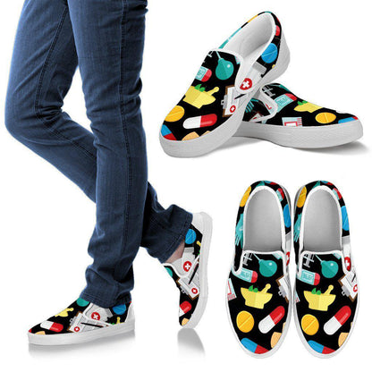 Pharmacy Technician Style 1 Men's Slip Ons (White) Shoes