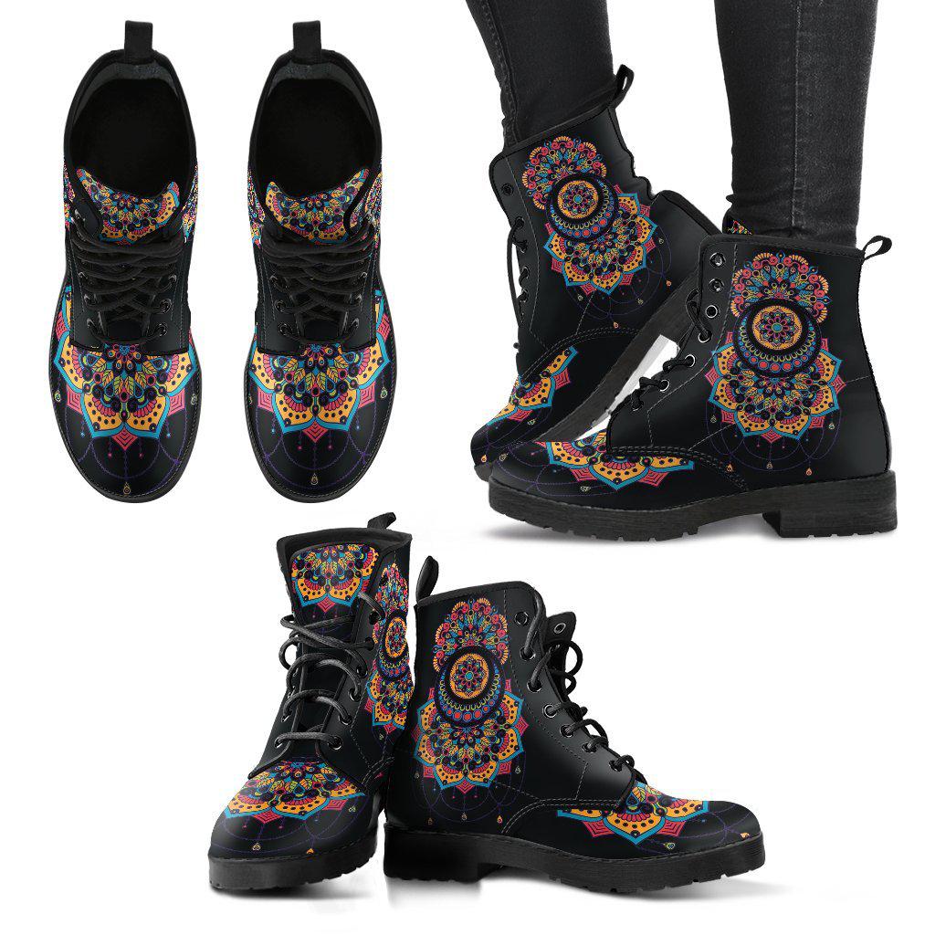 Mandala Flower Women's Leather Boots