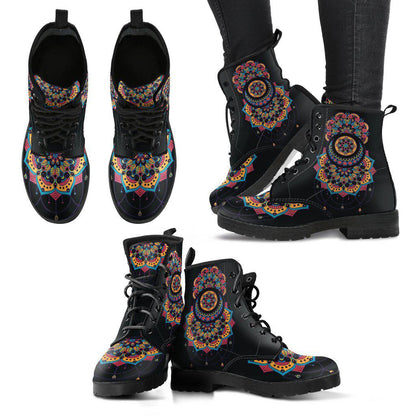 Mandala Flower Women's Leather Boots