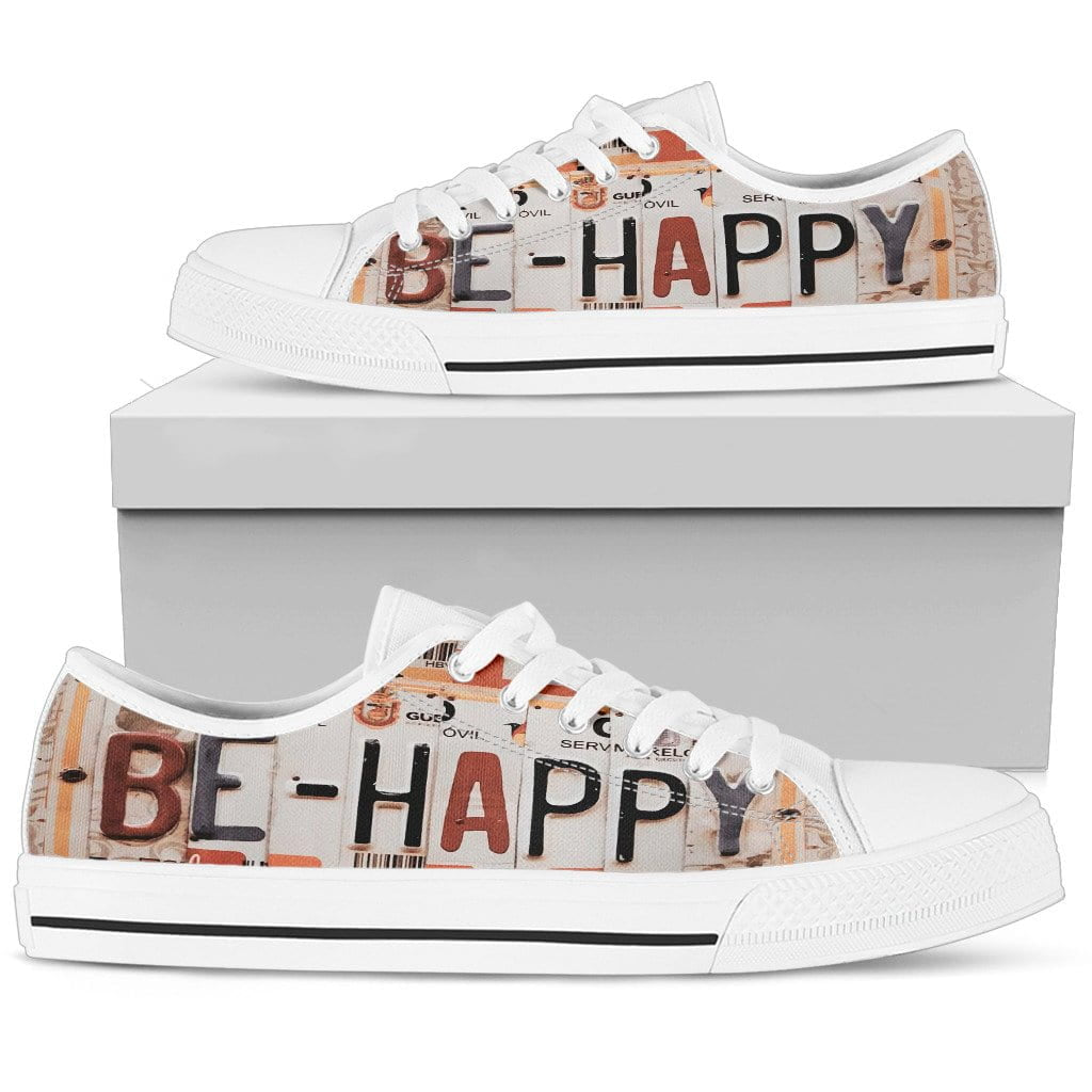 Be Happy Low Top Womens Tennis Shoes White
