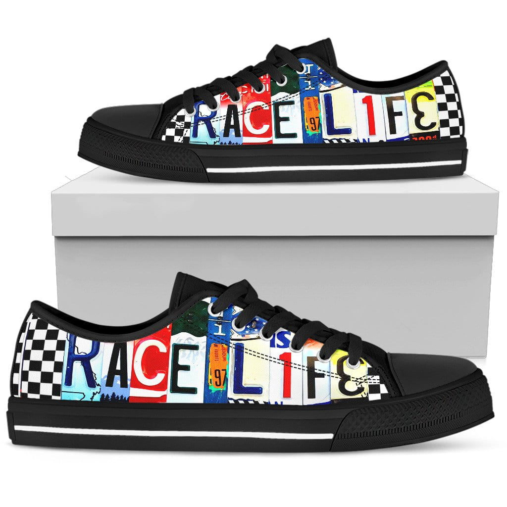 Race Life Black Low Top Mens Tennis Shoes