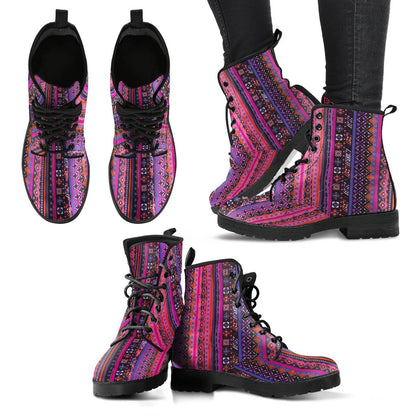 Pink Boho Stripe Handcrafted Boots