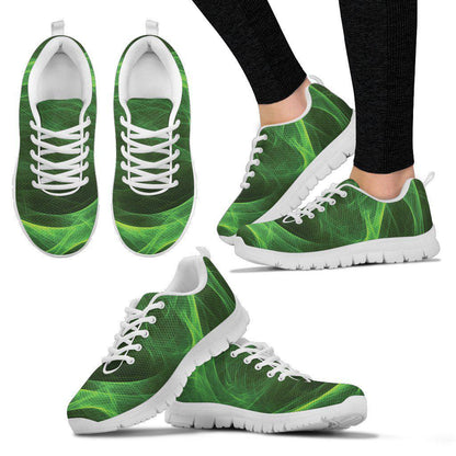 Green Abstract Design Womens Sneakers White or Black