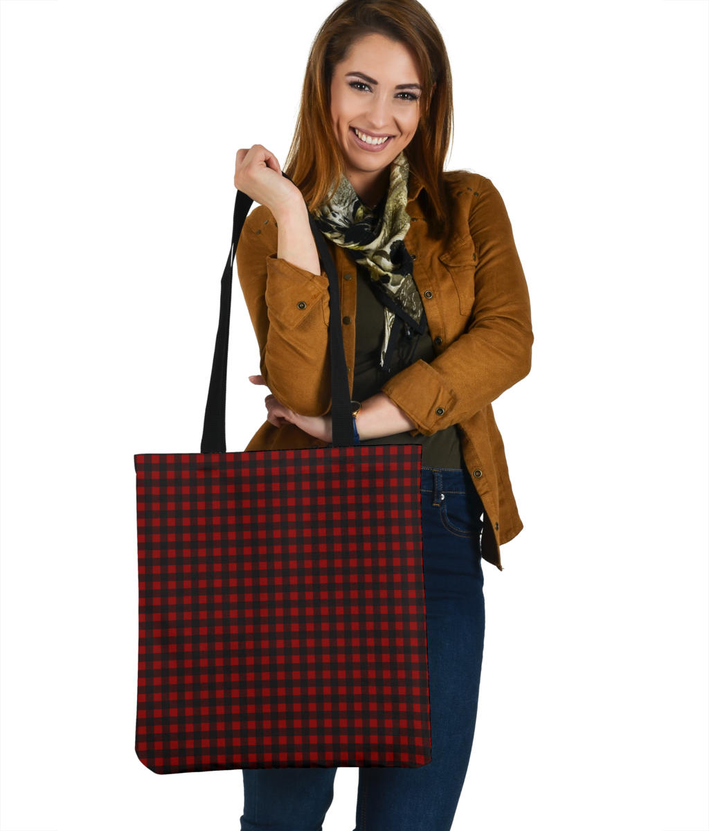 Black and White Buffalo Plaid Printed Tote Bag