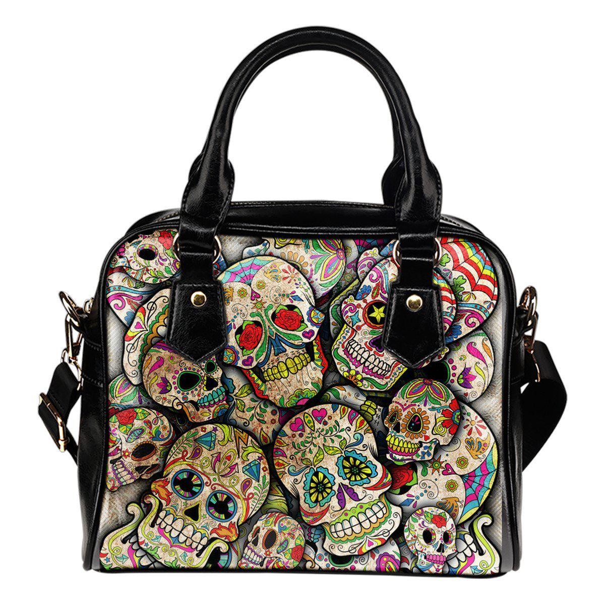 Sugar Skull Collage Shoulder Handbag