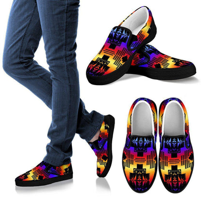 Seven Tribes Black with Sunset Sopo Mens Slip ons Shoes Black Soles