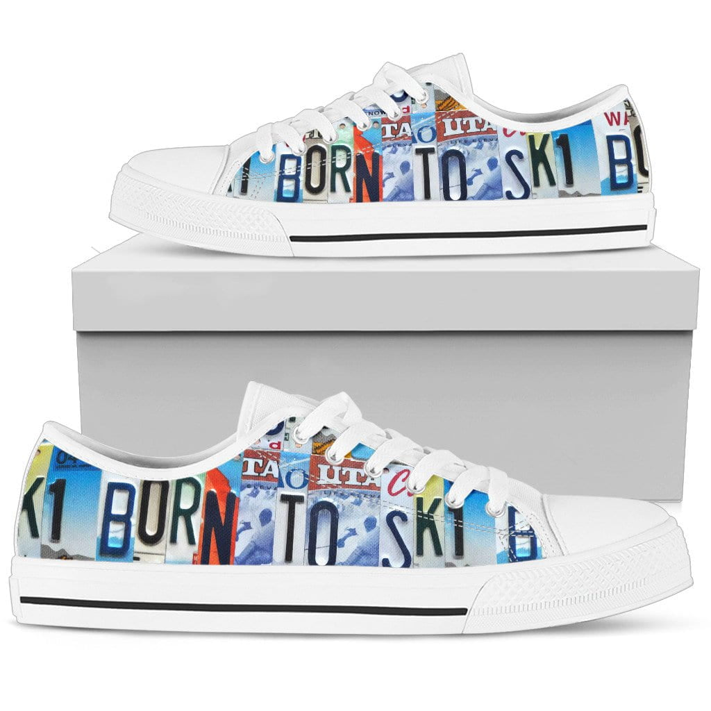 Born to ski Low Top Womens Tennis Shoes