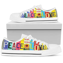 Peace Love Low Top Womens Tennis Shoes White