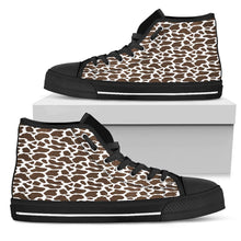 Brown Cow Print Mens High Top Shoes