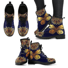 Glowing Butterfly Mandala Women's Leather Boots