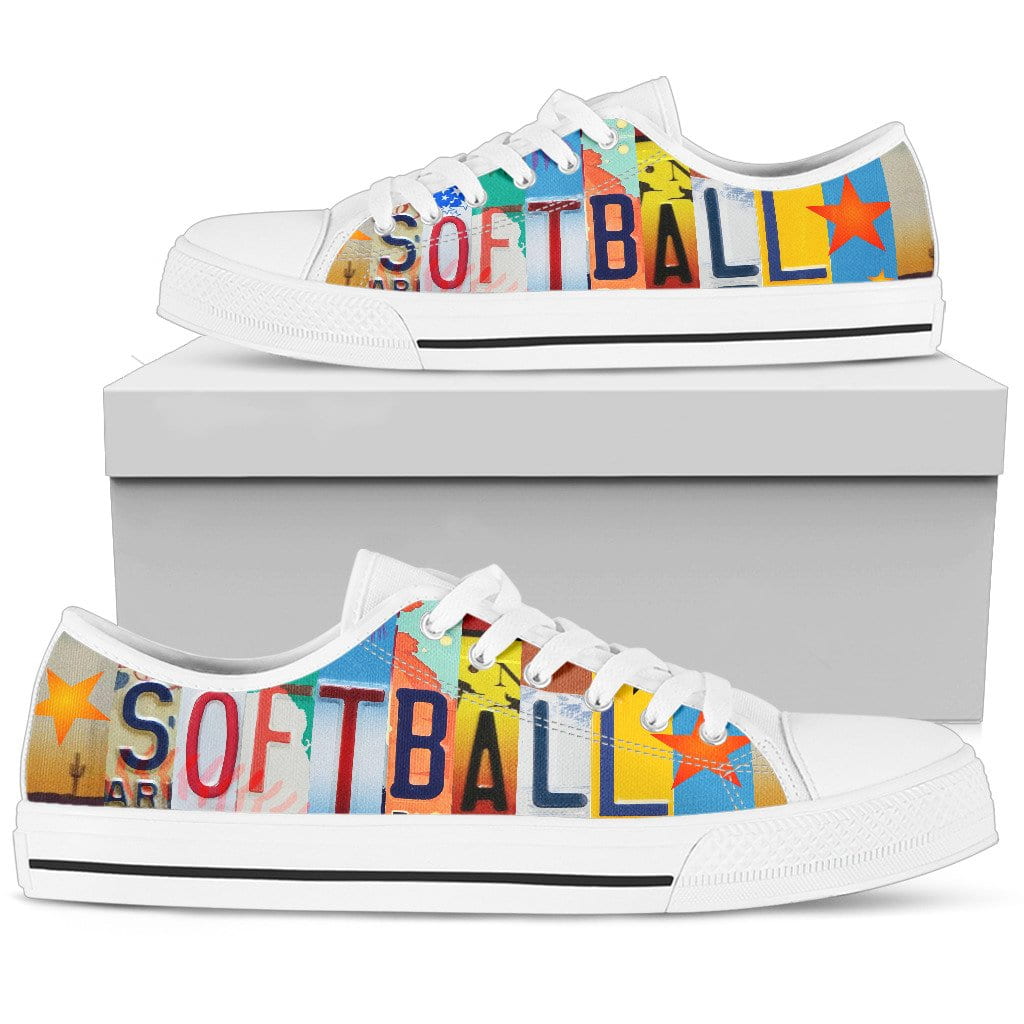 Softball Addict White Low Top Mens Tennis Shoes