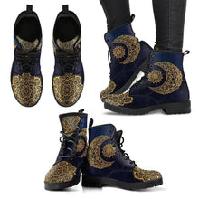 Gold Mandala Sun and Moon Women's Leather Boots