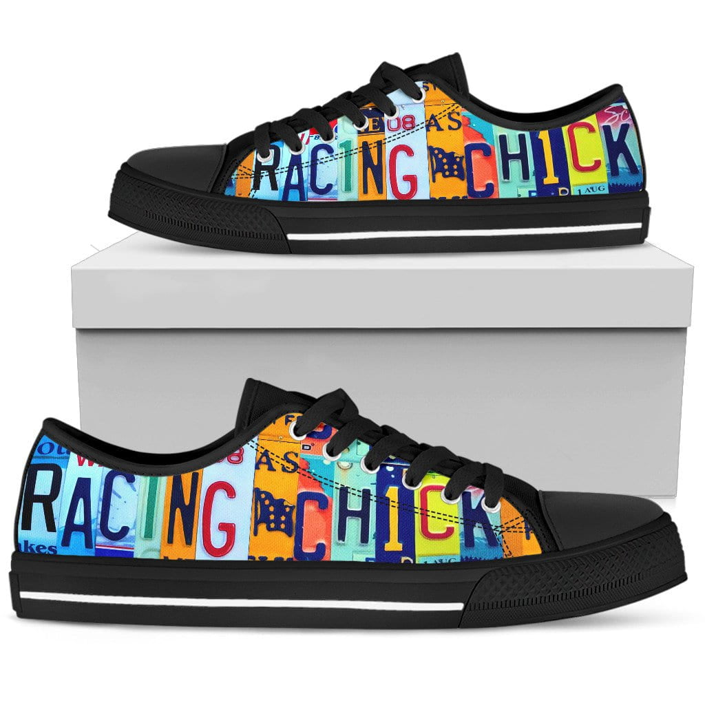Racing Chick Low Top Womens Tennis Shoes Black