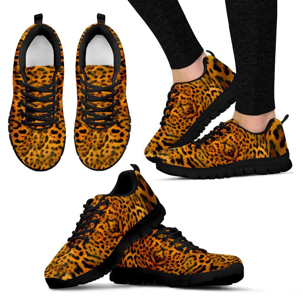 Leopard Print Black Boarder Women's Sneakers