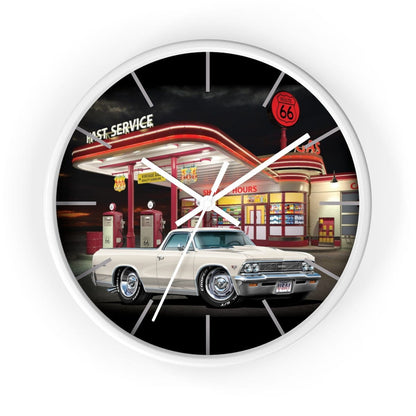 1966 El Camino Gas Station Route 66 Car Art Wall clock