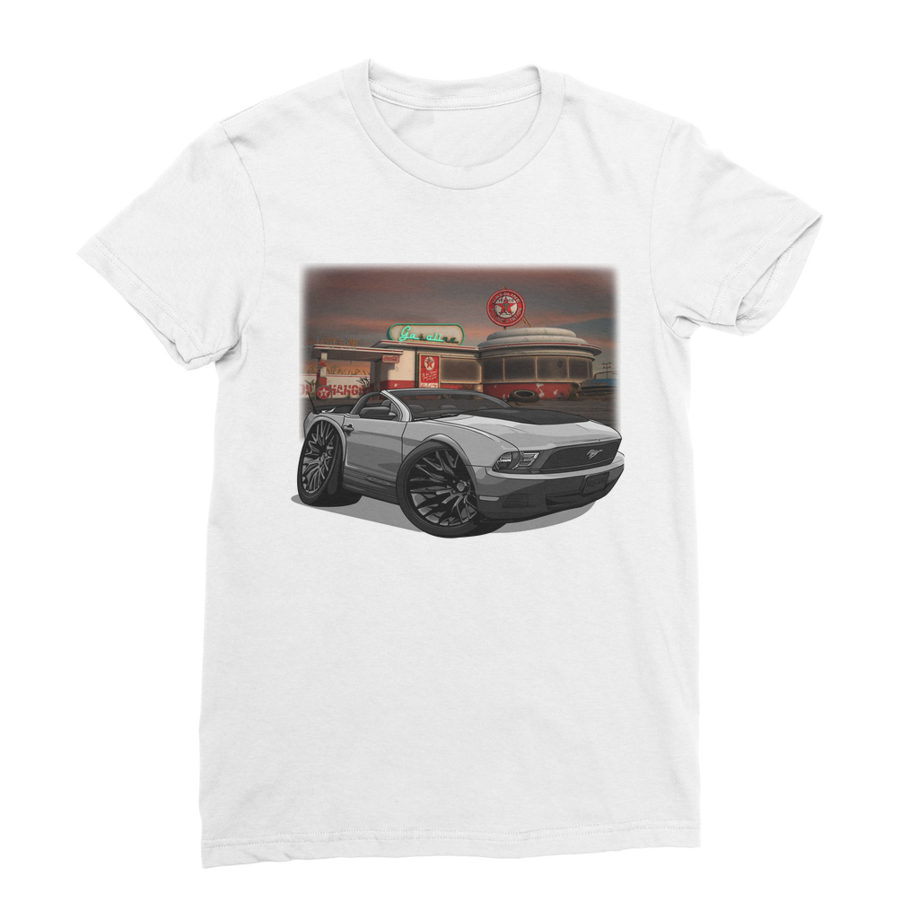 Convertible Mustang Gas Station 2 Premium Jersey Women's T-Shirt