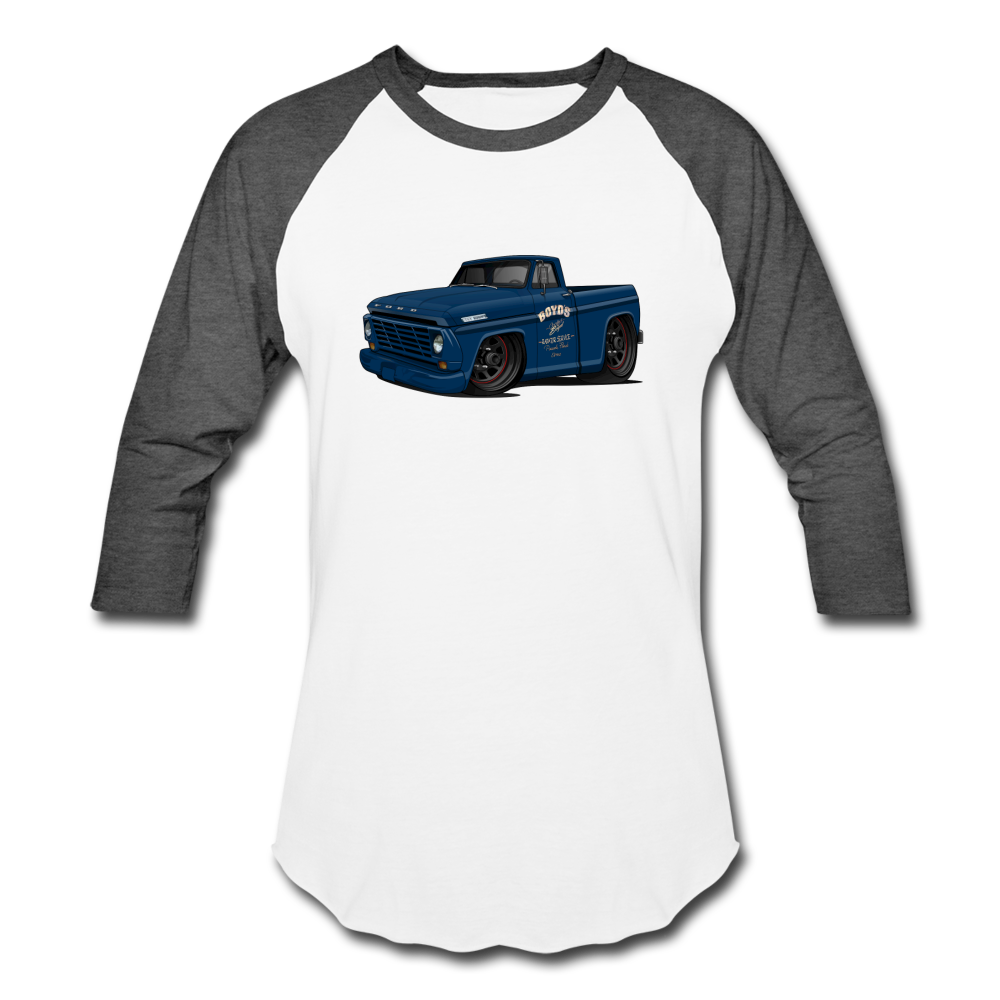 1967 Blue Ford F-100 Baseball T-Shirt - white/charcoal