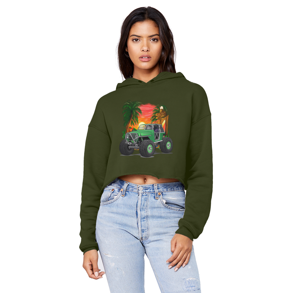 Jeep 4x4 Rocktoy Rock Climber Car Art Unisex Cropped Raw Edge Boyfriend Hoodie