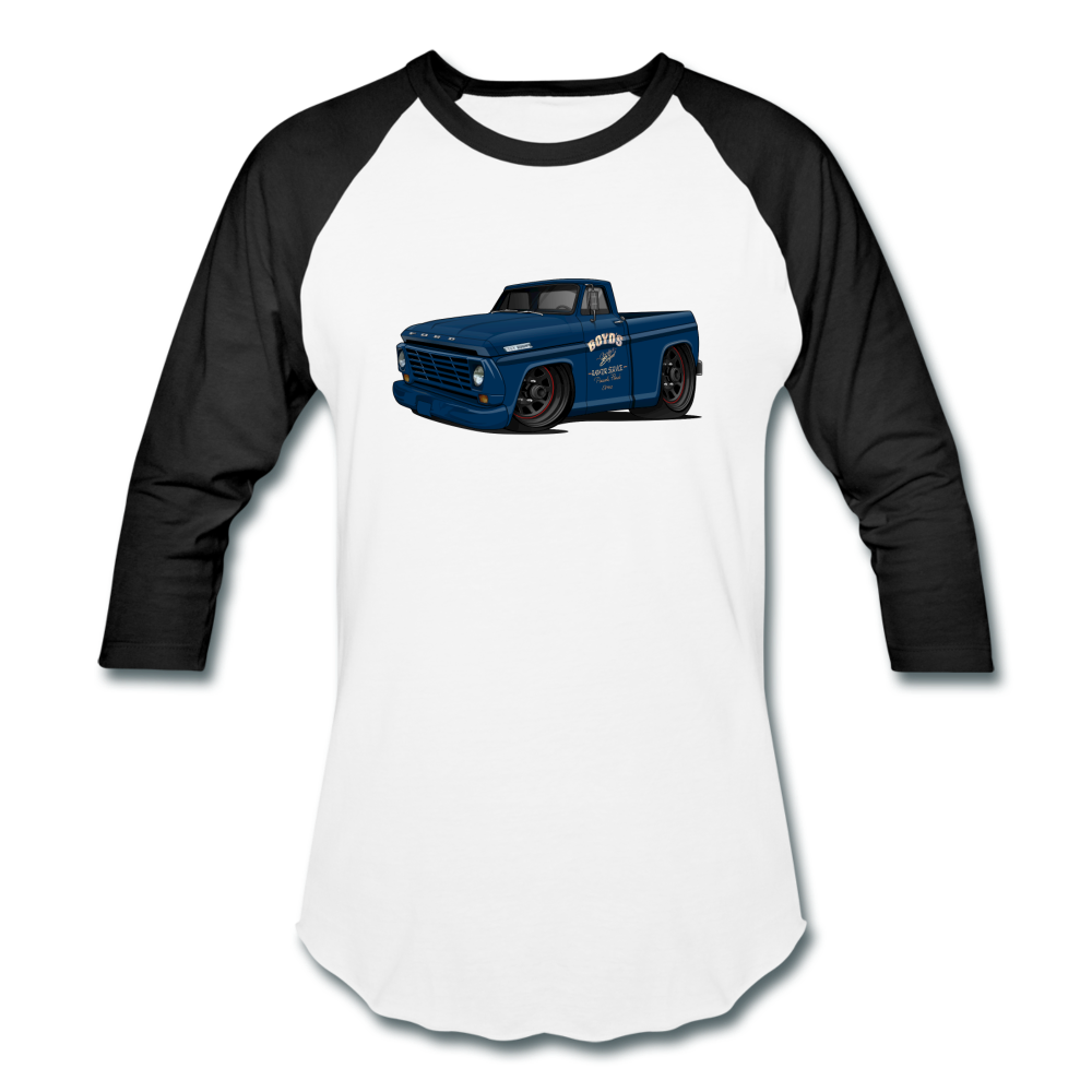 1967 Blue Ford F-100 Baseball T-Shirt - white/black