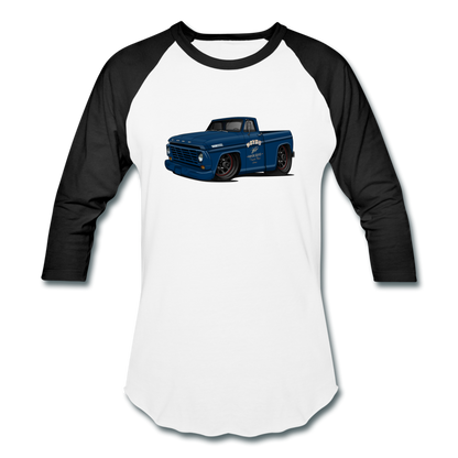 1967 Blue Ford F-100 Baseball T-Shirt - white/black