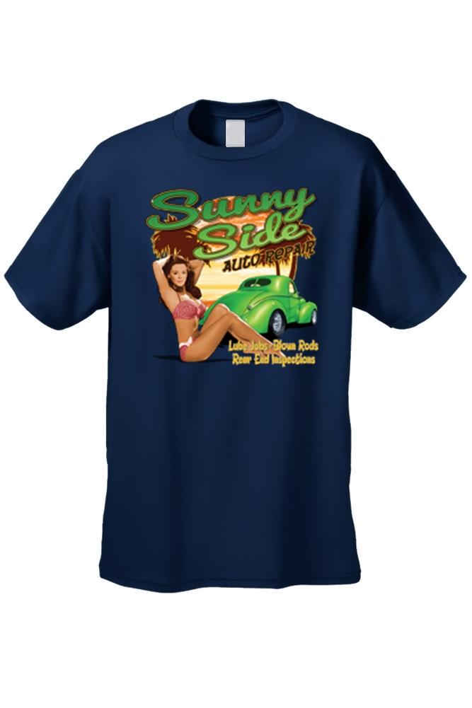 Men's Funny Sunny Side Auto; Lube Jobs & Blown Rods  Short Sleeve T-shirt
